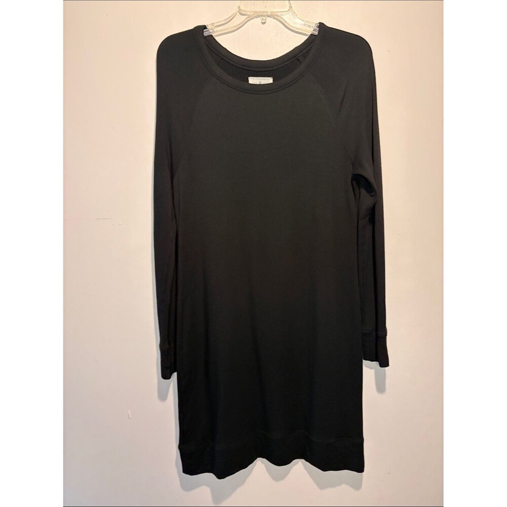 Lou & Grey Black Long Sleeve Stretch Jersey Knit Sherpa Lined Dress M
